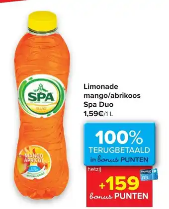 Carrefour Limonade mango/abrikoos spa duo 1 l aanbieding