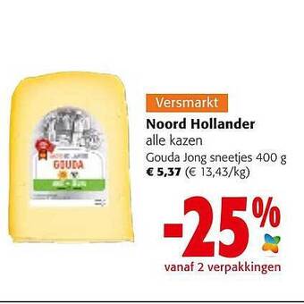 Colruyt Noord hollander alle kazen gouda jong sneetjes aanbieding