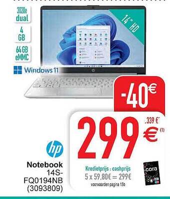 Cora Hp notebook 14s-fq0194nb aanbieding