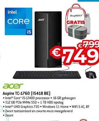 Exellent Acer aspire tc-1760 (i5418 be) aanbieding