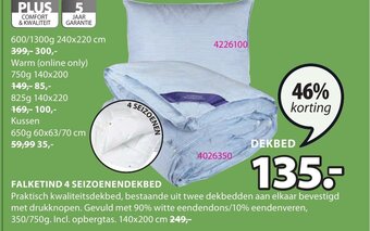 Jysk Falketind 4 seizoenendekbed 140x200 cm aanbieding