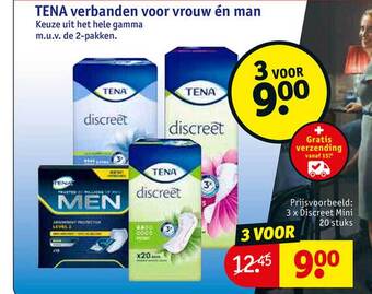 Kruidvat Tena verbanden voor vrouw én man aanbieding