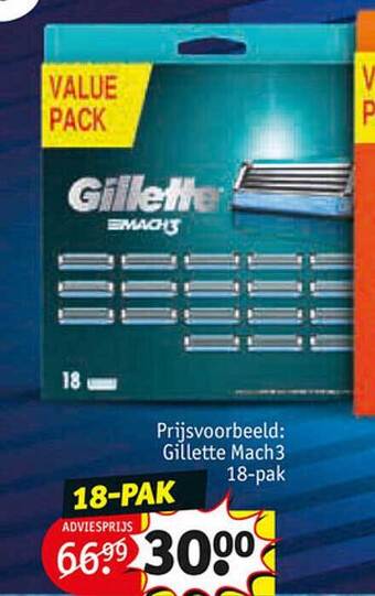 Kruidvat Gillette mach3 18-pak aanbieding