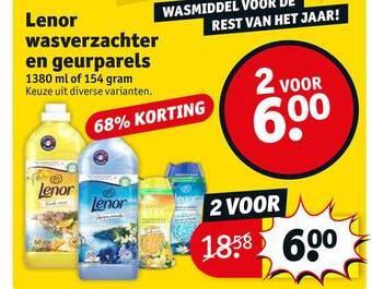 Kruidvat Lenor wasverzachter en geurparels aanbieding