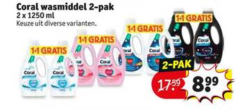 Kruidvat Coral wasmiddel 2-pak aanbieding