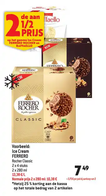 Louis Delhaize Ferrero Ice Cream Rocher Classic 2 x 4 Stuks 2 x 280 ml aanbieding