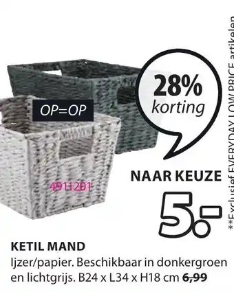 Jysk Ketil mand b24xl34xh18 cm aanbieding