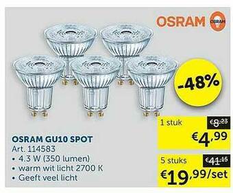 Zelfbouwmarkt Osram Gu10 Spot aanbieding