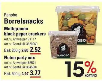 Ranobo Borrelsnacks Multigranen Black Peper Crackers Of Noten Party Mix