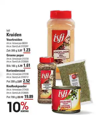 Isfi Kruiden Vuurkruiden, Groene Peper, Korianderzaad, Knoflookpoeder