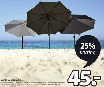 Jysk Agger marktparasol 300xh248 cm aanbieding