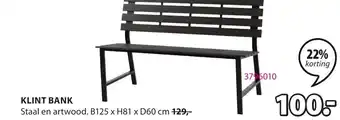Jysk Klint bank b125xh81xd60 cm aanbieding