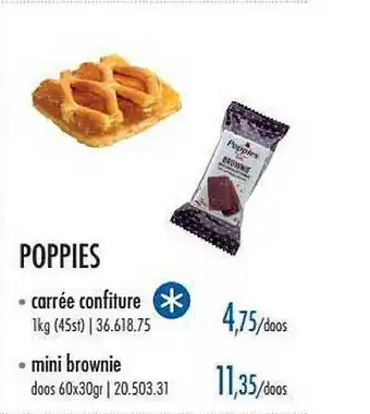 Horeca totaal Poppies Carrée Confiture En Mini Brownie aanbieding