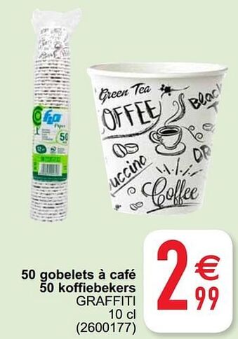 Cora 50 gobelets à café 50 koffiebekers graffiti aanbieding