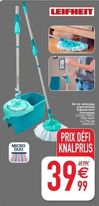 Cora Set de nettoyage ergonomique ergonomisch reiningsset clean twist disc mop aanbieding