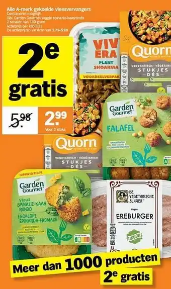 Albert Heijn Garden gourmet veggie spinazie-kaasrondo aanbieding