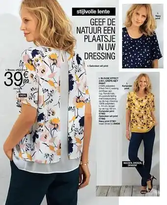 Blouse effect 2-in1, crêpe met print