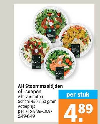 Albert Heijn Ah stoommaaltijden of -soepen aanbieding