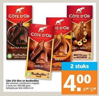 Albert Heijn Côte d`or bloc en bonbonbloc aanbieding