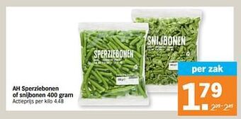 Albert Heijn Ah sperziebonen of snijbonen 400 gram aanbieding
