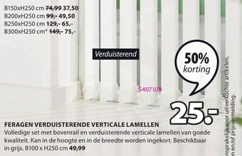 Jysk Feragen verduisterende verticale lamellen b100xh250 cm aanbieding