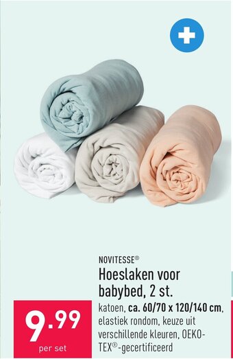 ALDI Hoeslaken voor babybed, 2 st. aanbieding
