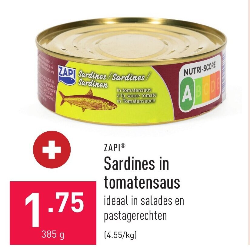 Sardines in tomatensaus 385g promotie bij ALDI