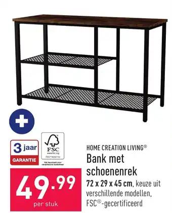 ALDI Bank met schoenenrek 72 x 29 x 45cm aanbieding