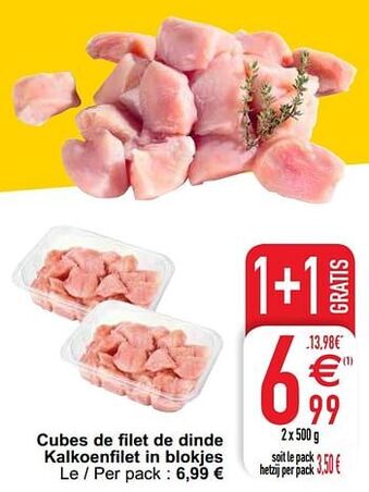 Cora Cubes de filet de dinde kalkoenfilet in blokjes aanbieding