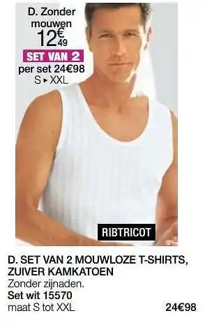 Damart Set van 2 mouwloze t-shirts, zuiver kamkatoen aanbieding