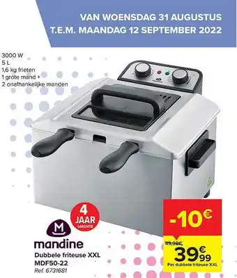 Carrefour Dubbele friteuse xxl aanbieding