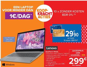 Carrefour Lenovo ideapad 3 15cel aanbieding