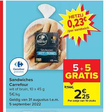 Carrefour Market Sandwiches aanbieding