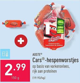 ALDI Aoste cars hespenworstjes aanbieding