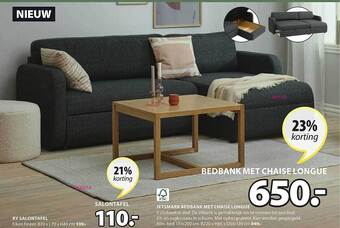 Jysk Bedbank met chaise longue, salontafel aanbieding