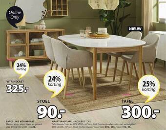 Jysk Vitrinekast, stoel, tafel aanbieding