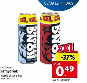 Lidl Kong strong energydrink aanbieding