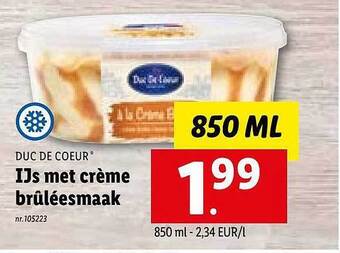 Lidl Ijs met crème brûléesmaak aanbieding