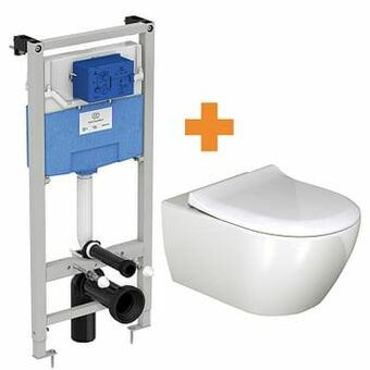 X2O Villeroy & Boch Subway 2 hangtoilet en dunne wc-bril glanzend wit randloos met Ideal Standard ProSys inbouwreservoir aanbieding