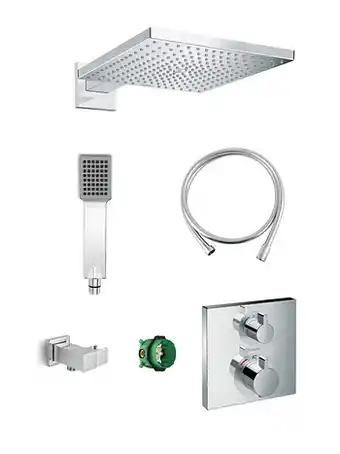 Hansgrohe Ecostat Square inbouw regendoucheset met Raindance E300 hoofddouche chroom
