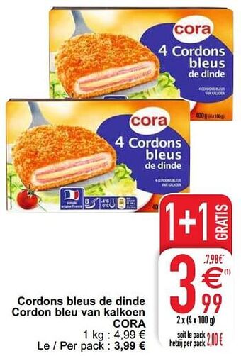 Cora Cordons bleus de dinde cordon bleu van kalkoen cora aanbieding
