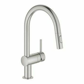 X2O Grohe Minta C-uitloop keukenkraan met uittrekbare kop Supersteel aanbieding