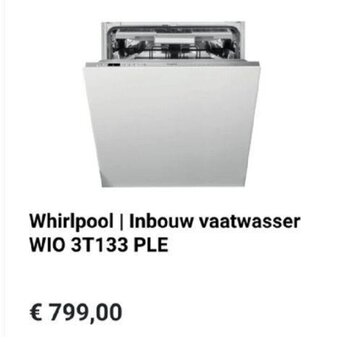 Krëfel Whirlpool | Inbouw vaatwasser WIO 3T133 PLE aanbieding