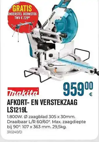 Meno Makita afkort- en verstenkzaag ls1219l aanbieding