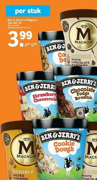 Albert Heijn Ben + jerry`s of magnum aanbieding