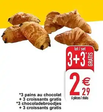 Cora 3 pains au chocolat + 3 croissants gratis aanbieding
