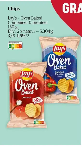 Delhaize Chips lay's - oven baked combineer & profiteer aanbieding