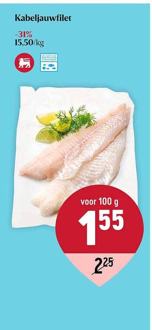 Delhaize Kabeljauwfilet aanbieding