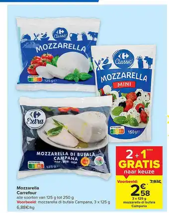 Mozzarella carrefour 2 + 1 gratis