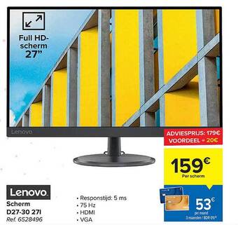 Carrefour Lenovo scherm d27-30 27i aanbieding